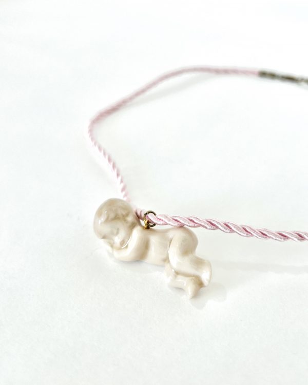 Pink Sleeping Angel Pendant Necklace - Image 2