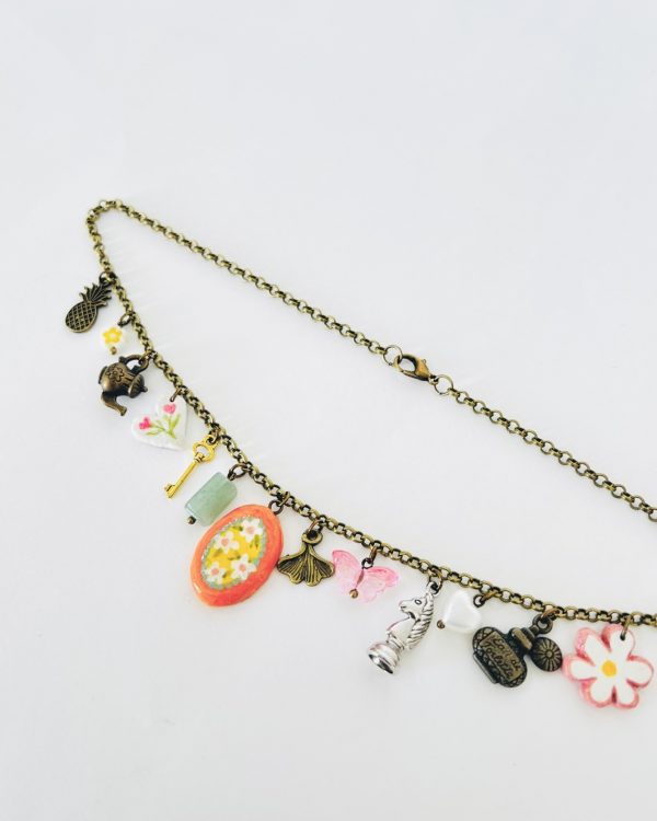Orange floral Charm Necklace - Image 2