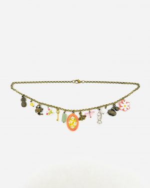 Orange floral Charm Necklace