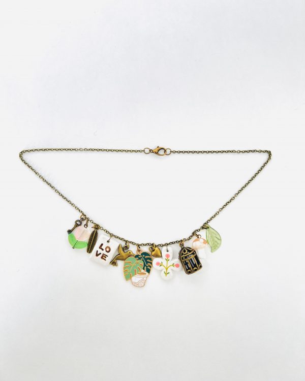 Green Plants Charm Necklace