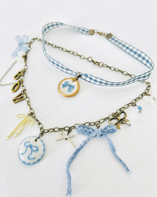 Blue Bow Charm Necklace - Image 2