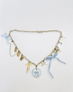Blue Bow Charm Necklace