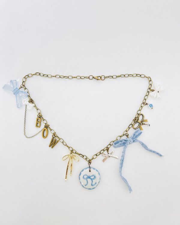 Blue Bow Charm Necklace