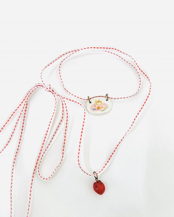 Red Picnic Clay Charm Choker