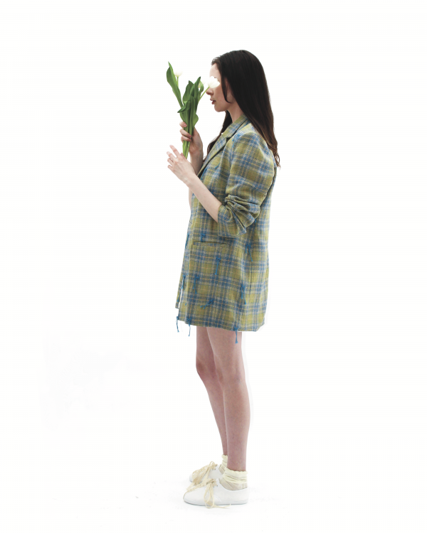 Blue Bow Plaid Blazer