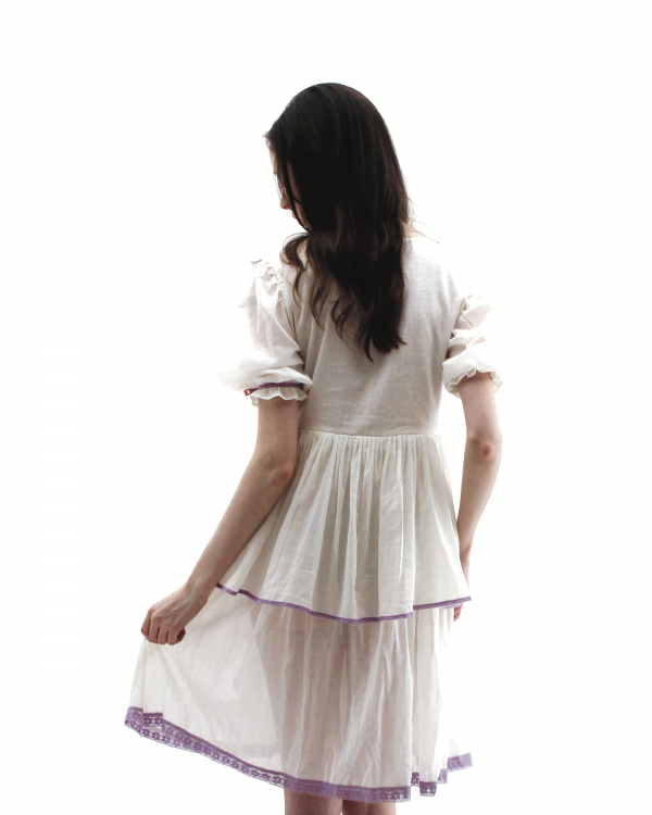 White and Purple Collared Dress - Image 3