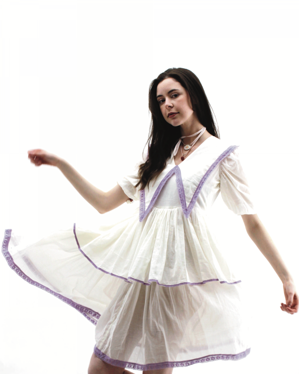 White and Purple Collared Dress - Image 2