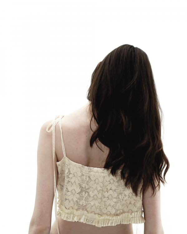 Beige Lace Strap Crop Top - Image 2