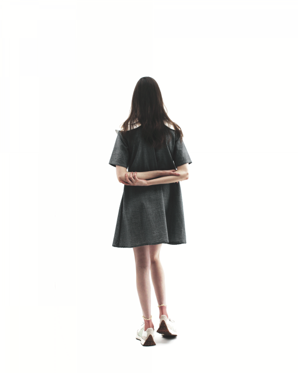 Black and White Bow Collar Dress - Image 2