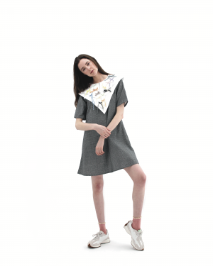 Black and White Bow Collar Dress