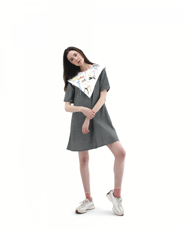 Black and White Bow Collar Dress