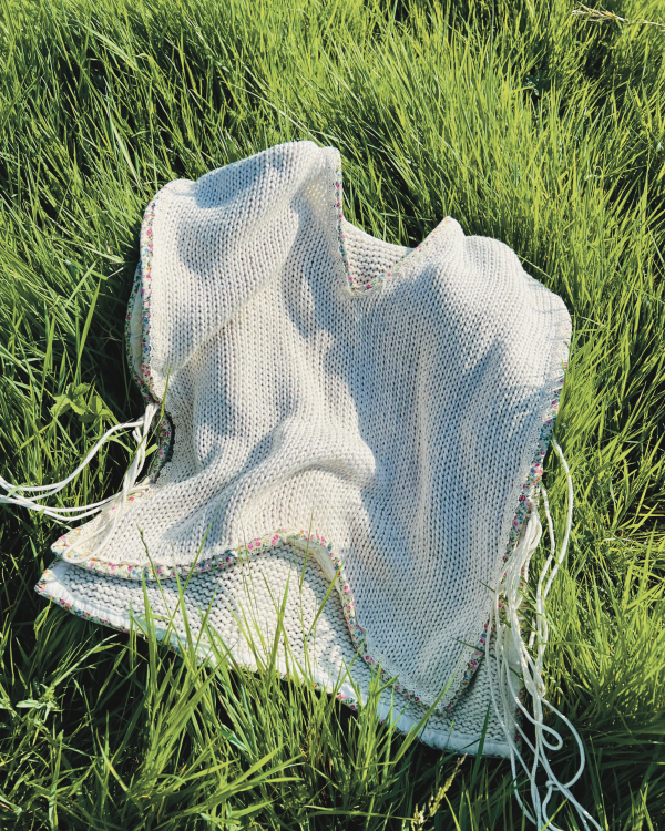 Off White Hand Knitted Vest Top