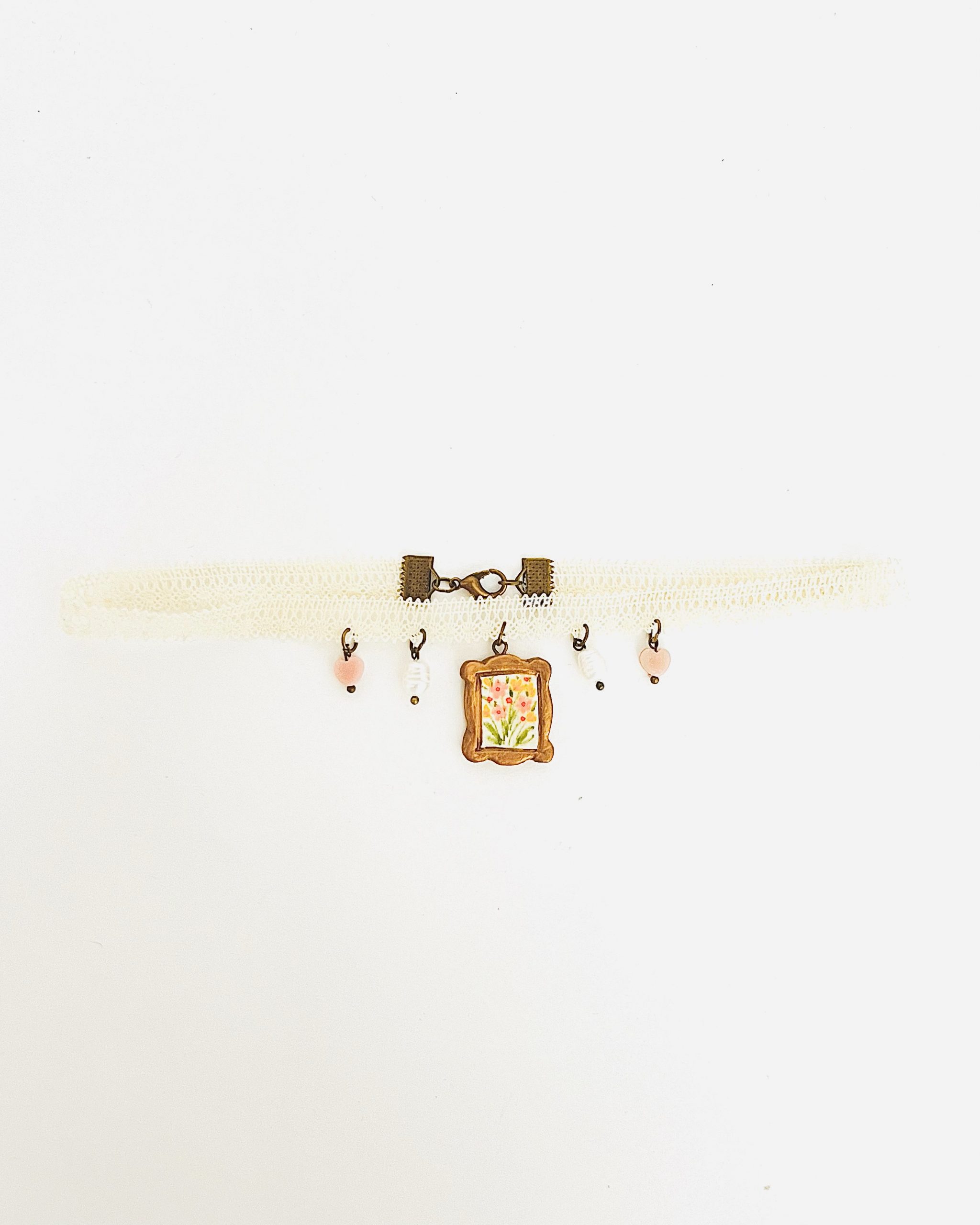 Gold Frame Hand Painted Charm Choker