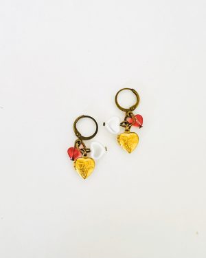 Bronze Photo Heart Earrings