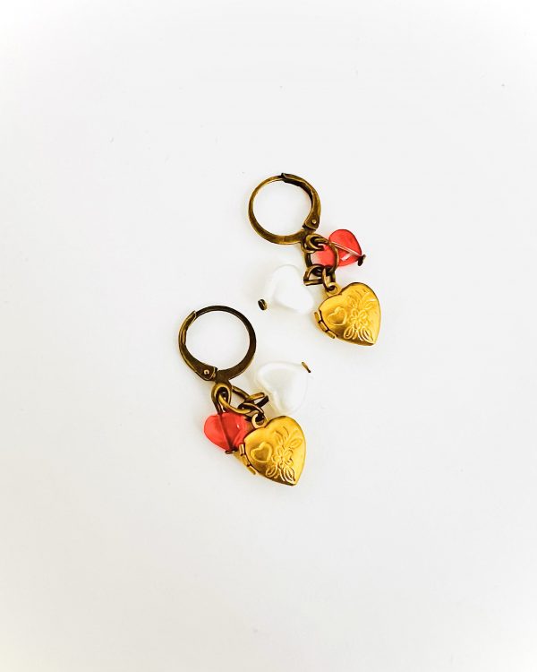 Bronze Photo Heart Earrings - Image 3