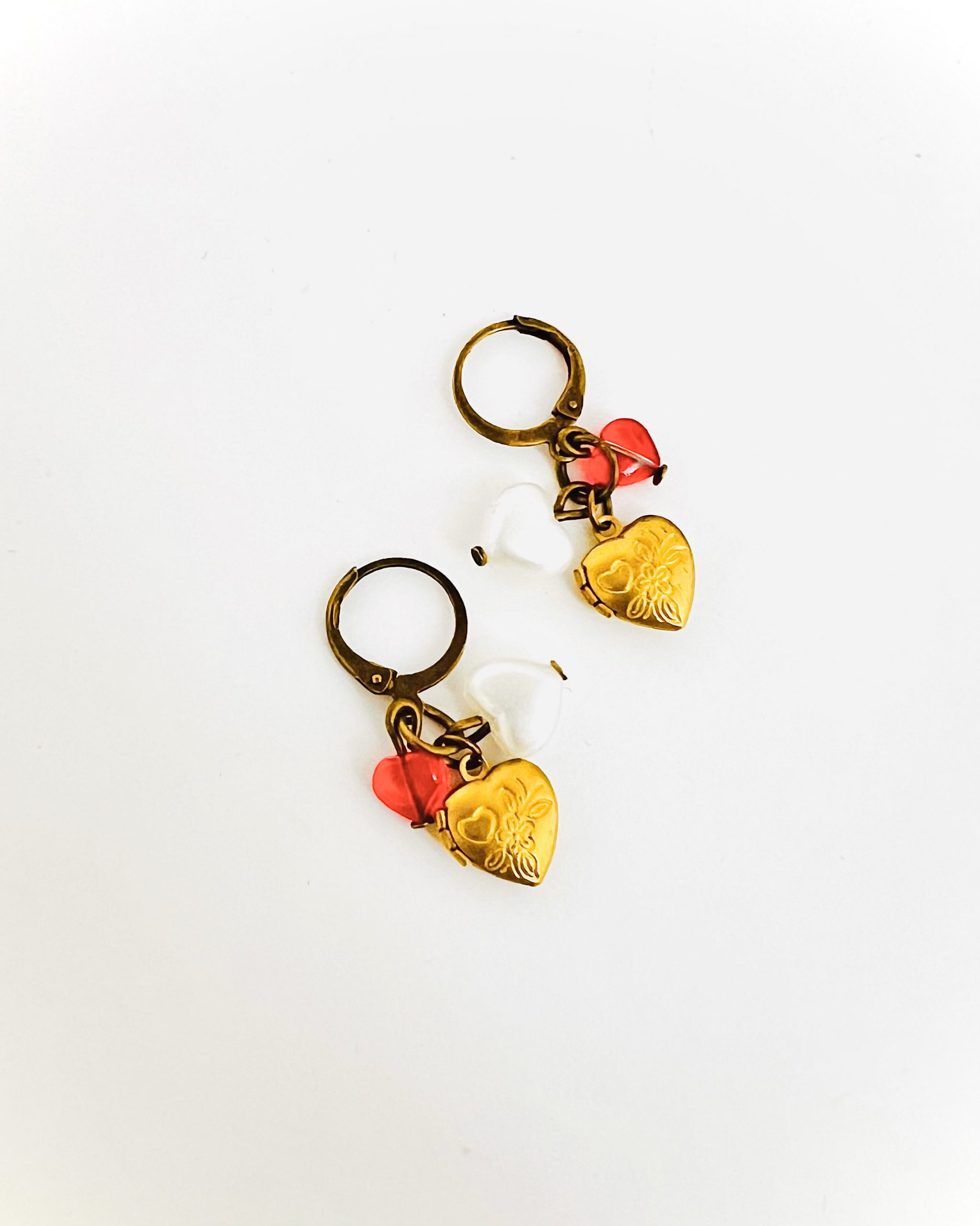 Bronze Photo Heart Earrings - Image 3