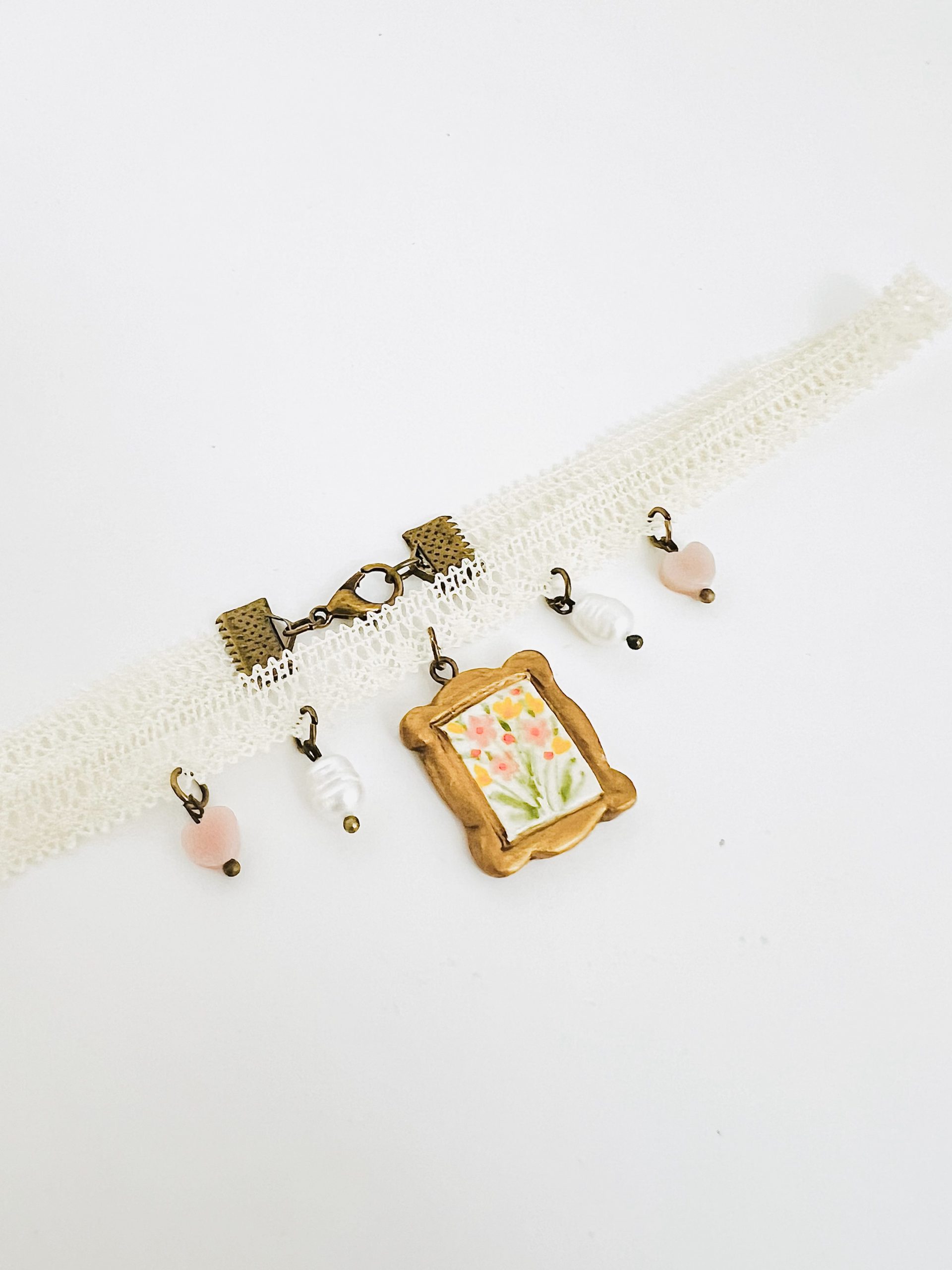 Gold Frame Hand Painted Charm Choker - Image 2