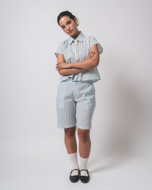 Blue and white Stripe Shirt and Shorts Co-ords