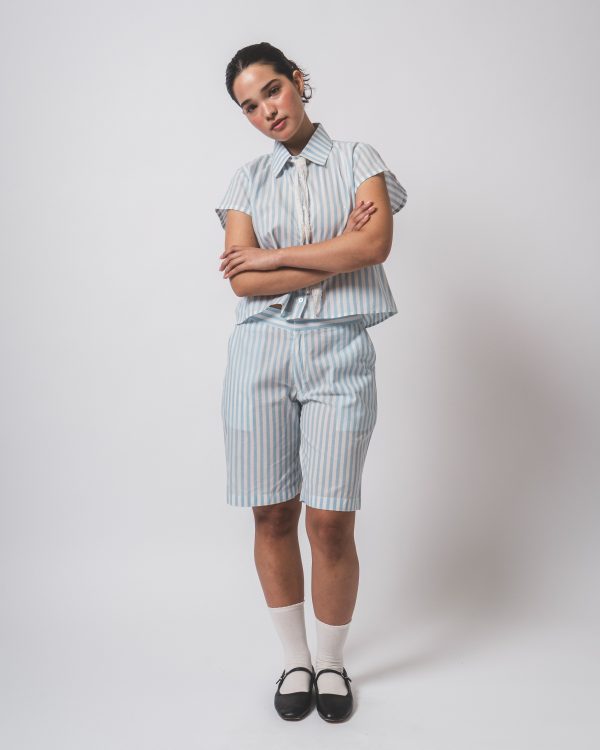 Blue and white Stripe Shirt and Shorts Co-ords