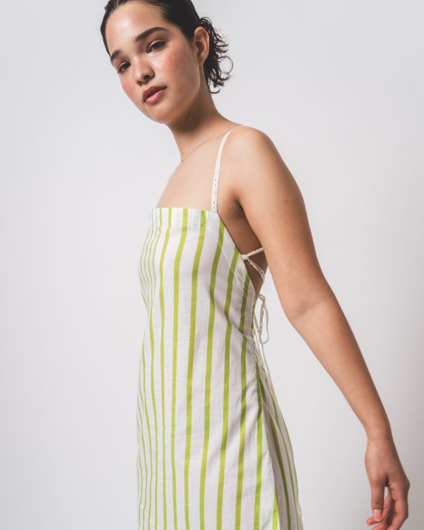 Green and White Stripe Short Dress - Image 4