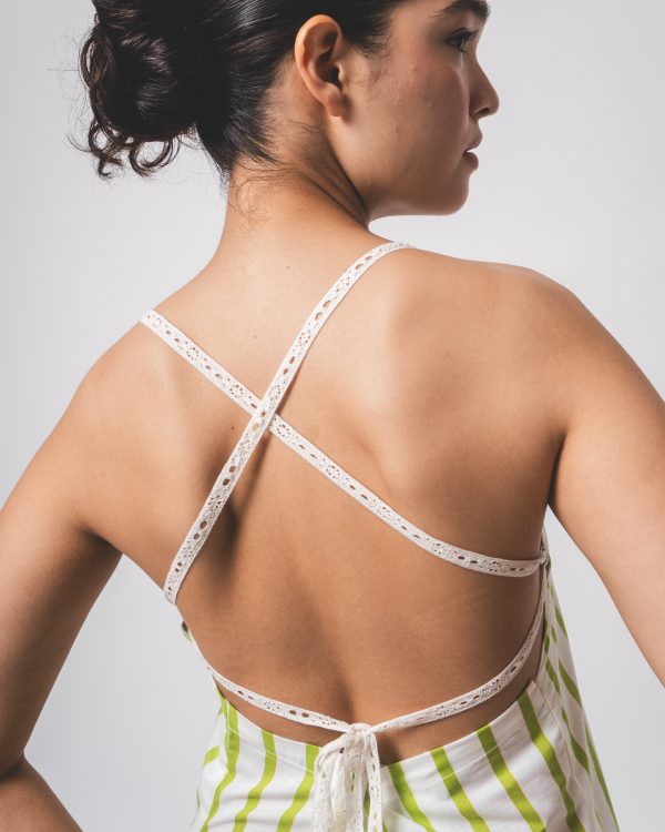 Green and White Stripe Short Dress - Image 6