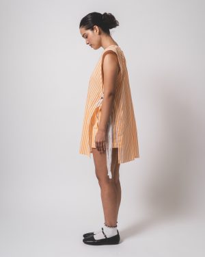 Orange and White Stripe Vest and Shorts Dress
