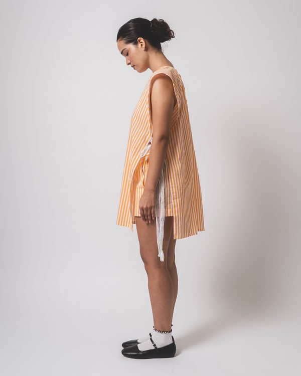 Orange and White Stripe Vest and Shorts Dress