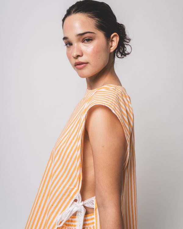 Orange and White Stripe Vest and Shorts Dress - Image 5