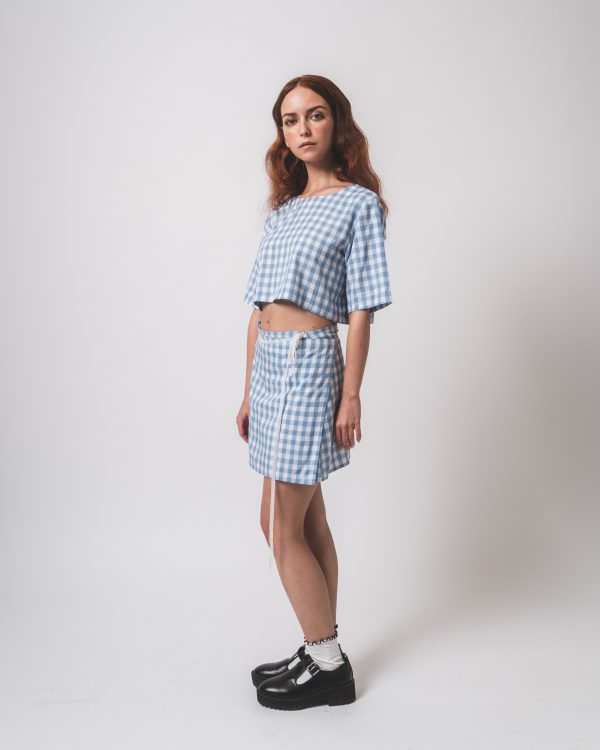 Blue and White Checks Top and Skirt Co-ords - Image 2