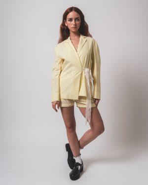 Yellow and White Stripe Blazer and Shorts Co-ords