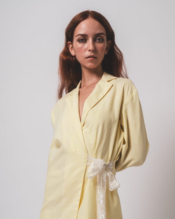 Yellow and White Stripe Blazer and Shorts Co-ords - Image 4