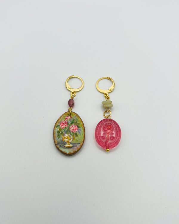 Green Hand painted Charm Earrings - Image 2