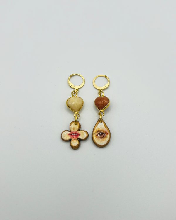 Red Hand Painted Charm Earrings - Image 2