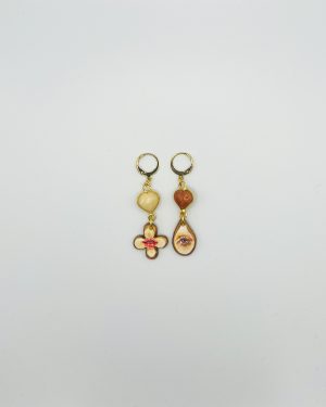 Red Hand Painted Charm Earrings