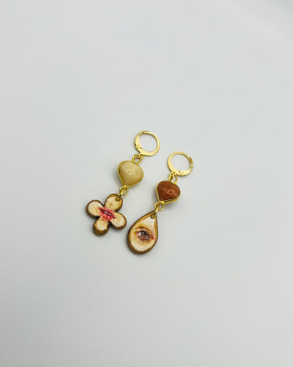 Red Hand Painted Charm Earrings - Image 3