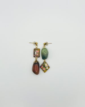 Brown Hand Painted Charm Earrings