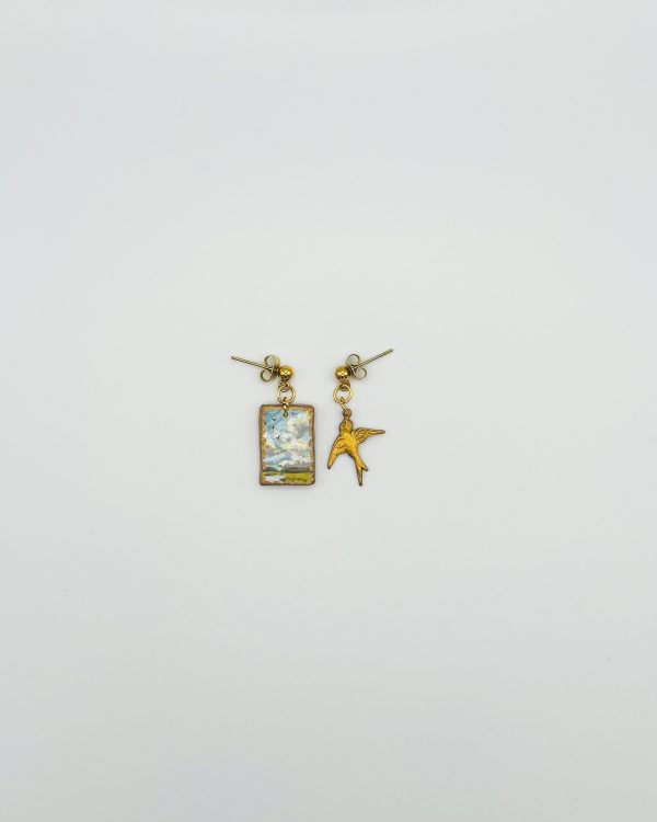 Blue Hand Painted Charm Earrings