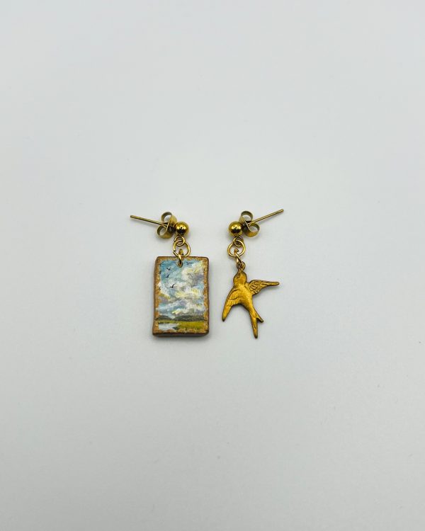 Blue Hand Painted Charm Earrings - Image 2