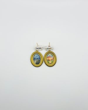 Multicolor Hand Painted Frame Earrings