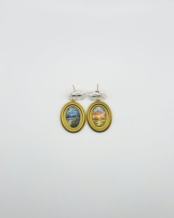 Multicolor Hand Painted Frame Earrings