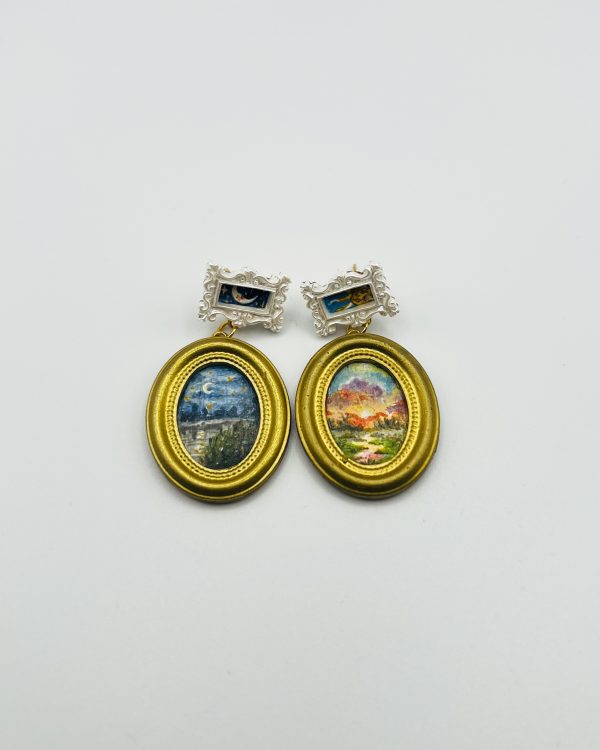 Multicolor Hand Painted Frame Earrings - Image 2