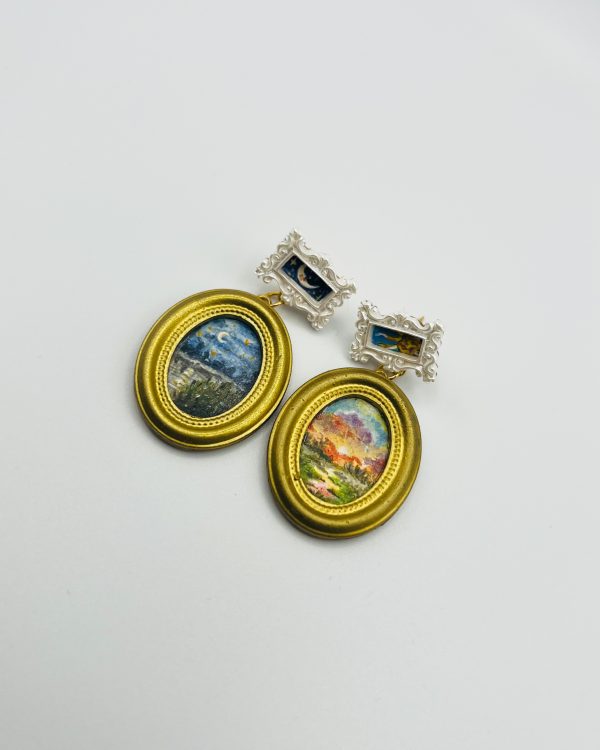 Multicolor Hand Painted Frame Earrings - Image 3