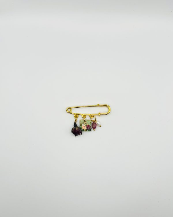 Green Hand Painted Charm Brooch