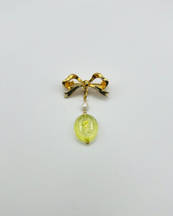 Green Glass Charm Brooch - Image 2