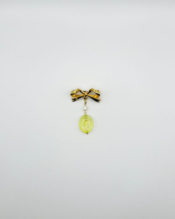 Green Glass Charm Brooch