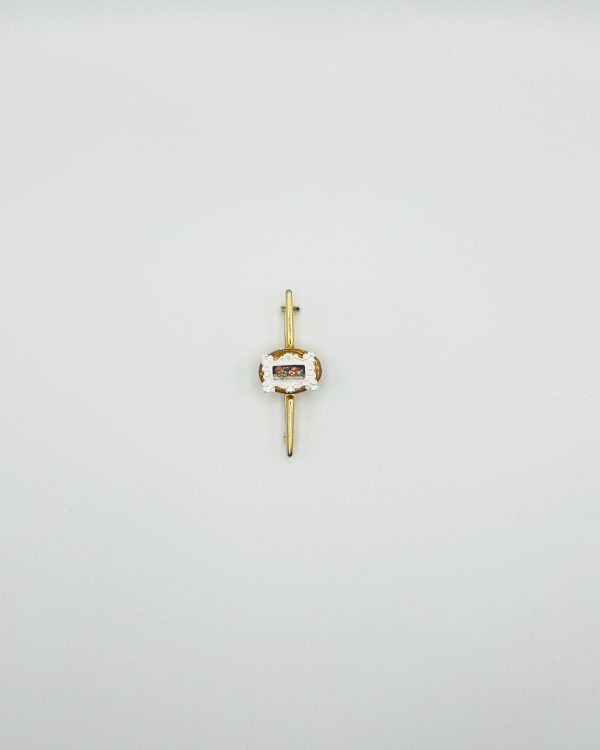 White Hand Painted Frame Brooch