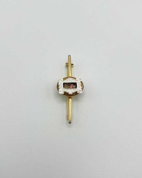 White Hand Painted Frame Brooch - Image 2