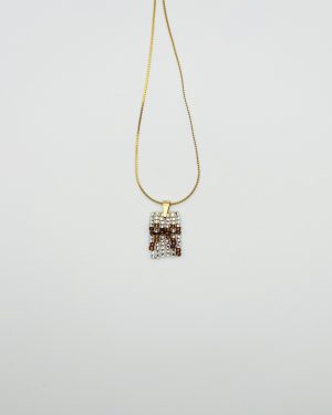 Brown Beaded Charm Pendant Necklace