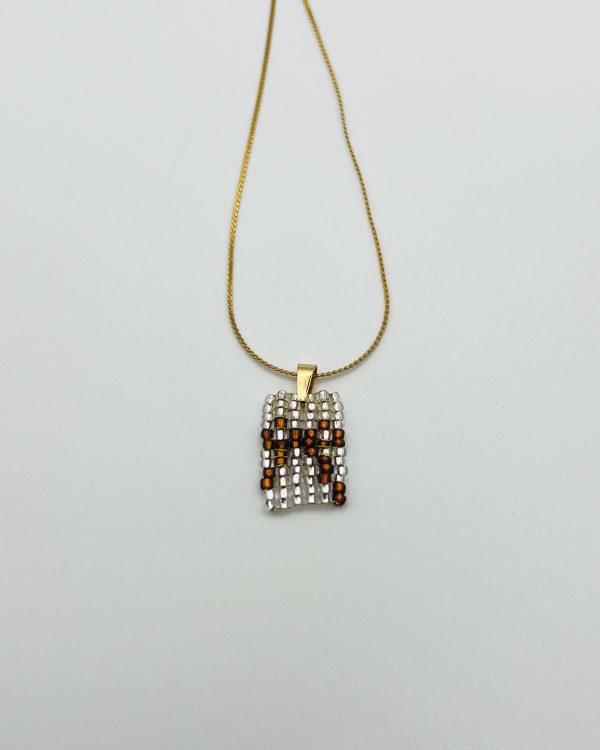 Brown Beaded Charm Pendant Necklace - Image 2