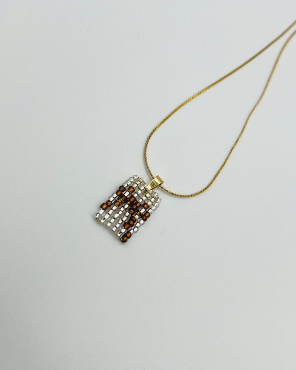 Brown Beaded Charm Pendant Necklace - Image 3